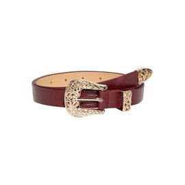 Verdusa Women's Vintage Western Embossed Buckle Belt Cow Print Fashion Waist Belts, Red, 100