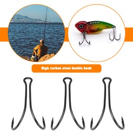 SG Store 55pcs Double Fishing Hooks #1-#3/0 High Carbon Steel Double Hook Sharp Open Shank Barb for Saltwater Freshwater