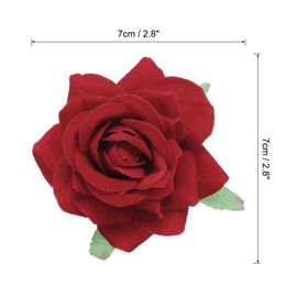 sourcing map 12 Pcs Rose Flower Hair Clips 3 Inch Flower Hair Pins Flower Brooch for Women Hair Accessories Red