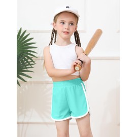 Resinta - Paquete de 4 pantalones cortos para correr activos, pantalones cortos de ajuste seco, pantalones cortos de gimnasio con delfines, Negro, azul lago, rosa fuerte, morado, 2 Años