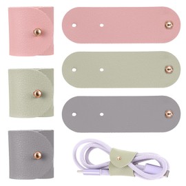 6 PCS Leather Cord Organizer, Multipurpose Charging Cord Organizer with Snap Buttons, Reusable Leather Cable Ties for Bundling Earphones, Computer Cords, Travel Organizers, 3 Colors