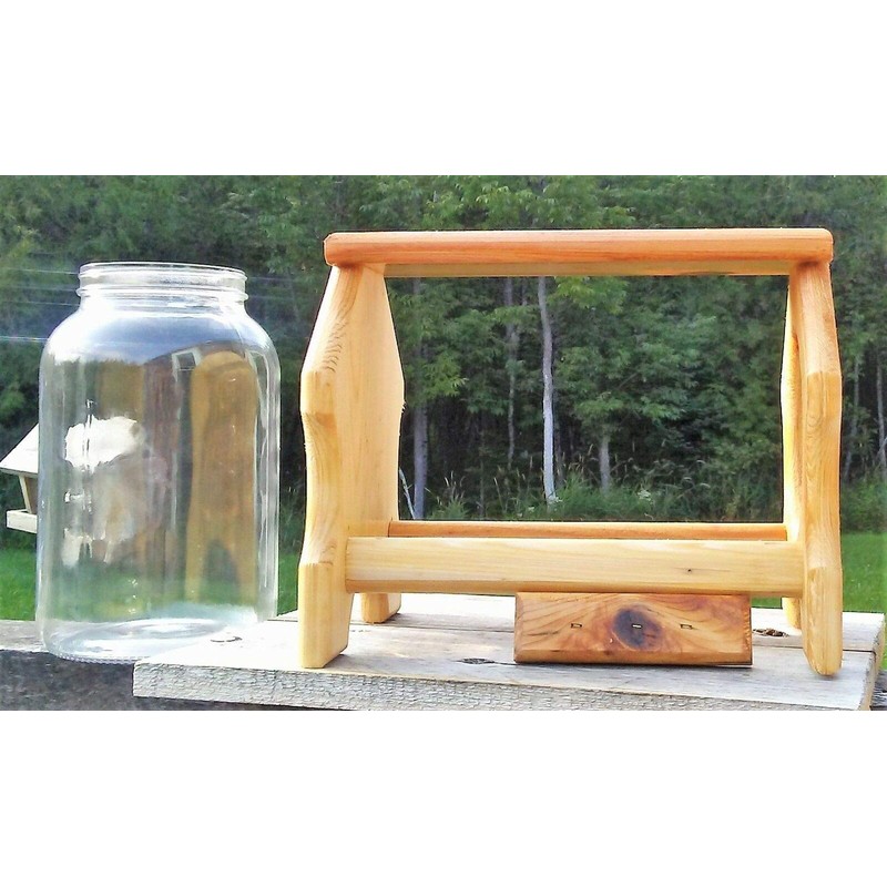 Table Top or Ground Gallon Glass Jar Squirrel Feeder Cedar