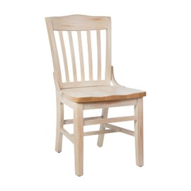 Flash Furniture Hercules School House Back Metal Restaurant Chair - Antique White Wood Seat - Black Frame