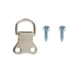 D Ring Picture Hangers Heavy Duty D-Ring Hangers Canvas Hooks Nickel Plated Wall Bracket with Screws 2-Hole for Home Wall Decoration Pack of 25