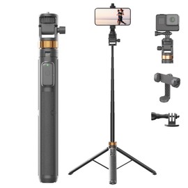 KINGJOY 70" Selfie Stick Tripod Extendable Cell Phone Tripod Stand with Wireless Remote and Phone Holder, Compatible with Smartphone, Cameras,Action camera