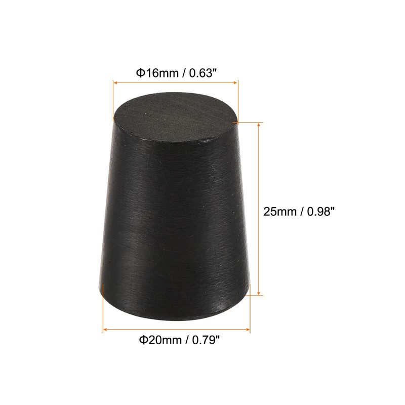 sourcing map Pack of 5 Tapered Rubber Caps 16 mm