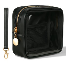 UUYUUY Clear Cute Makeup Bag with Hadle, Black, Clear Makeup Bag