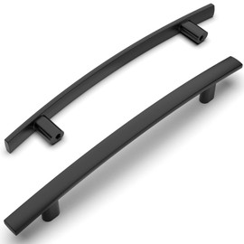 Amerdeco 10 Pack Matte Black Cabinet Pulls 5 Inch(128mm) Hole Center Cabinet Hardware Kitchen Cabinet Handles for Bathroom Drawer Pulls Dresser Pulls ZH0003