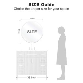 USHOWER 24" Round Frameless Wall Mirror with Beveled Edge - Circle Mirror for Bathroom & Vanity, Elegant & Simple Look