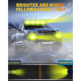 NAOEVO - Barra de Luces de 15.24 cm, 50 W 2000 LM, Faros con Lente, Luces LED antiniebla, Luces LED Todoterreno para Camiones, Coches, Barcos, 2 Unidades (Amarillo y Verde)