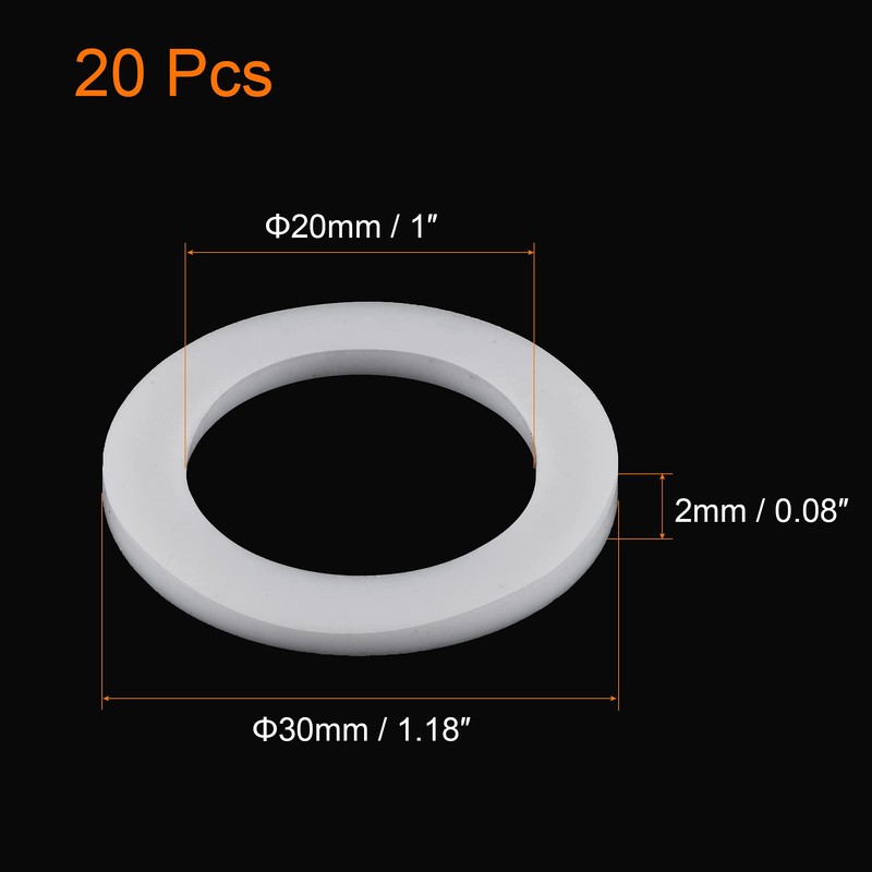 sourcing map PTFE Flat Seal 30 mm AD 20 mm