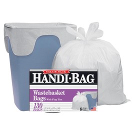 Webster HAB6FW130 Handi Bag 8 Gallon Super Value Pack Waste Basket Bag, 0.6 Mil, 24" Height x 22" Width, White (Case of 130)