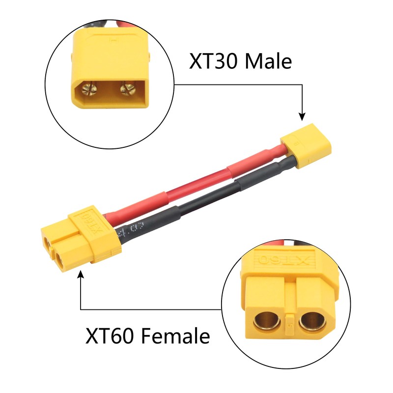 2Pcs Short XT30 Male to XT60 Female Connector Adaptor Plug