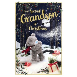 Me To You Bear 3D Holographic Grandson Christmas Card