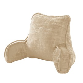 Home Soft Things Textured Velvet Bedrest Reading Pillow with DIY Filling, Need Assembly, Backrest Armrest Pillow Chair Back Support for Sitting up in Bed, Almond Buff, 20" x 18" x 17"