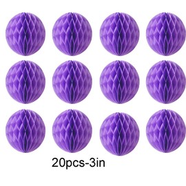 20pcs Honeycomb Decoration Paper Flower Balls Tissue Paper Pom Poms for Birthday Wedding Home Decor (3inch, Purple)