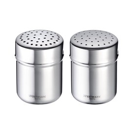 Westmark 2 Spice Shakers, Coarse and Fine with Keeping Lid Volume: Approx. 80 – 100 g, Plastic/Rustproof Stainless Steel, Coarse, Silver/Transparent, 695222E6