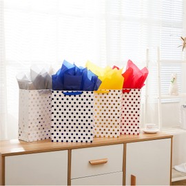 SUNCOLOR 4 Pack 13" Large Gift Bags With Tissue Paper for Christmas (Available in 9" and 16")