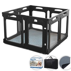 Clear Dog Playpen Indoor, Effectively Relieves Pet Anxiety, Suitable for Most Dogs, Black