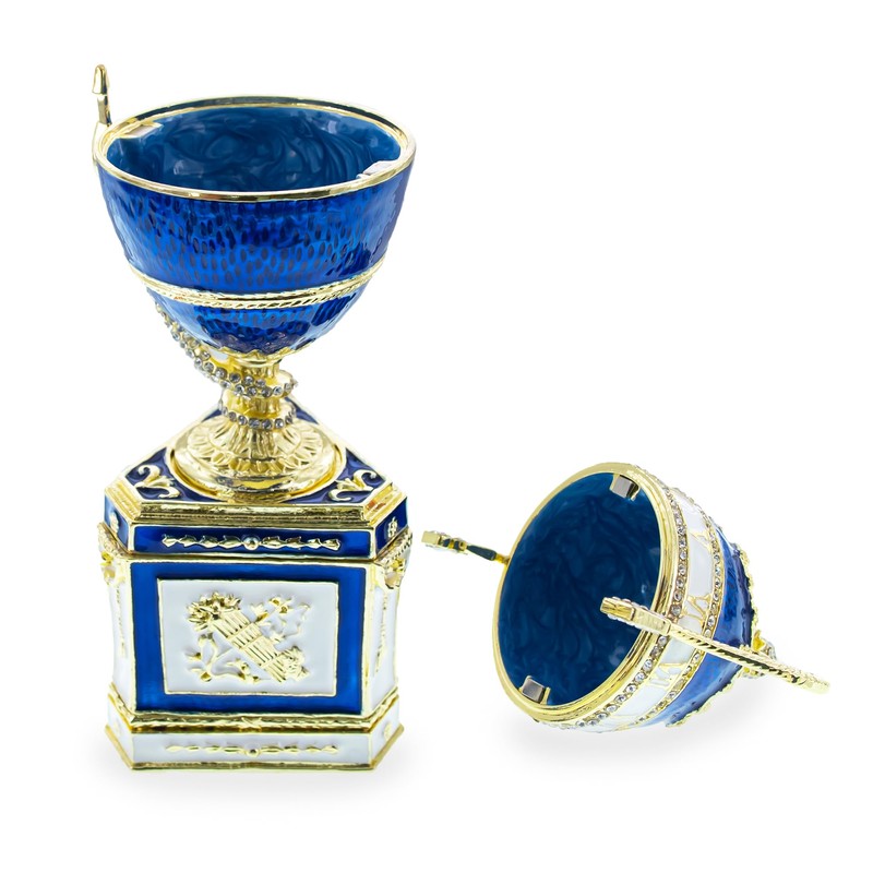 BestPysanky 1895 Blue Serpent Clock Royal Imperial Easter Egg 7