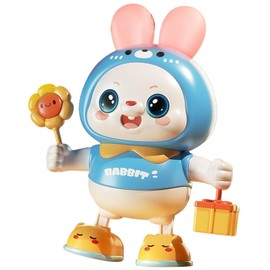 Musical Dance Bunny Toy Head Up Training Electronic Dancing Bunny Toy for Newborn Home Outdoor Blue