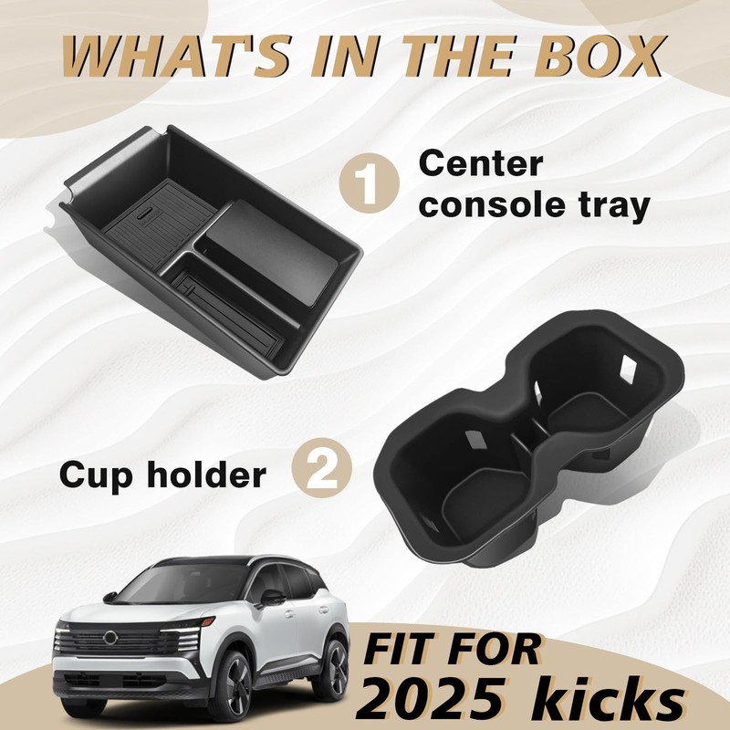 Muslogy Center Console Organizer & Cup Holder Insert 2PCS Set