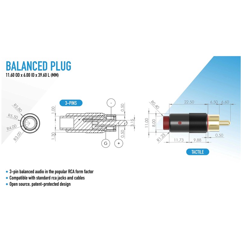 khadas Balanced RCA Adapter, XLR 3 Plug Cable, Audio Stereo