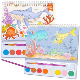 Paint with Water Books for Kids, Watercolor Coloring Book Mess Free Watercolor Painting Set, Arts and Crafts Water Color Paint Kit Birthday Gifts for Kids Toddlers 3-5 Boys Girls(Sea)