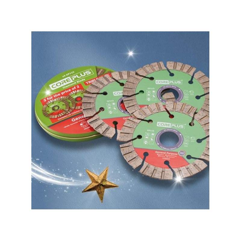 Coreplus CORDBGP115 115mm HTT Hybrid Segmented Diamond Grinder Blades x3