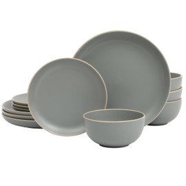 Gibson Home Gibson Home Rockaway 12-Piece Dinnerware Set Service for 4, Grey Matte -