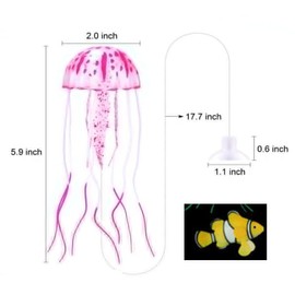 Junfamilee Blue Aquarium Artificial Glowing Jellyfish Fish Tank Ornament Silicone Decoration, Aquarium Decor Thematic Ornaments