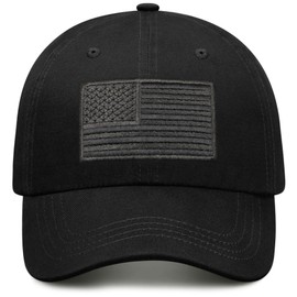 American Flag Baseball Cap - Cotton Unstructured Patriotic Hats for Men Women - Low Profile & Adjustable Fit for Daily Wear-Black