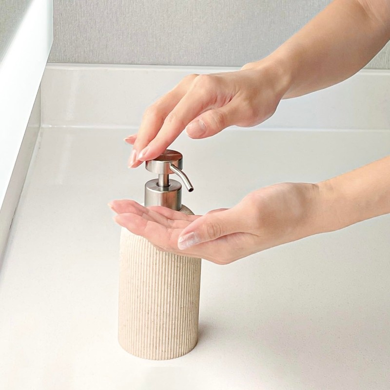 Lunestella Elegant Boho Beige Hand Soap Dispenser with Stainless Steel