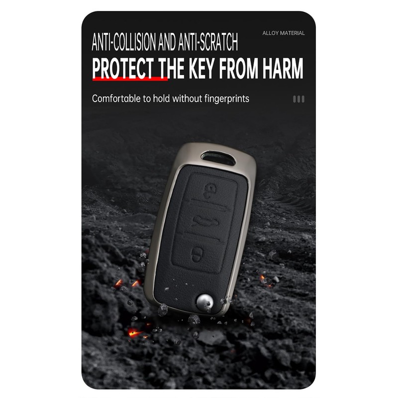TECART Folding Smart Car Key Case Cover Fits VW Caddy