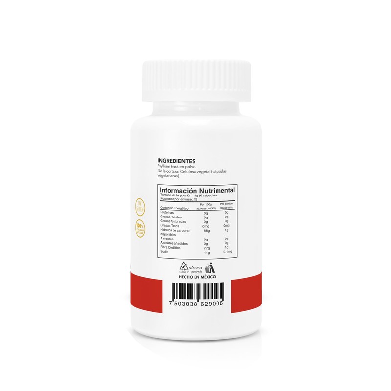 VIZANA NUTRITION | Psyllium Husk Sin Azúcar en Cápsulas HPMC