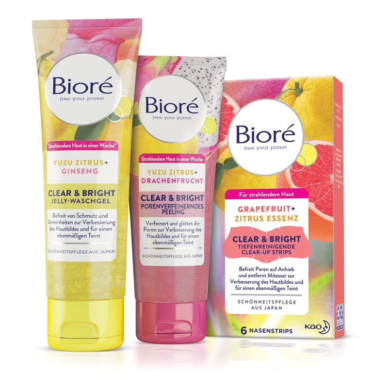 Bioré Clear and Bright deep cleansing nose clear-up strips. Contents: