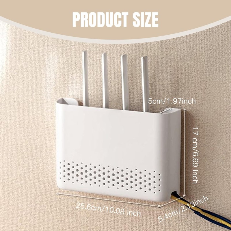 Wall Mounted WiFi Router Storage Box, White ABS Router Organizer