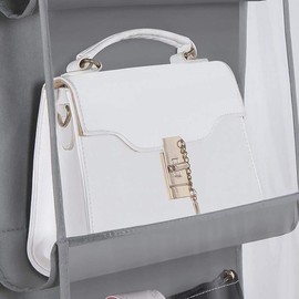 INHEMI Handbag Organiser Hanging, Handbag Hanging Organiser Storage with 6 Pockets, Handbag Storage, Non-Woven Fabric, Transparent Window, Storage Bag, Hanging Organiser - Grey