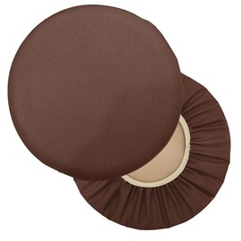 Sigmat 2PC Waterproof PU Bar Stool Cover Anti-Slip Round Seat Cover 17.5 Inch Coffee