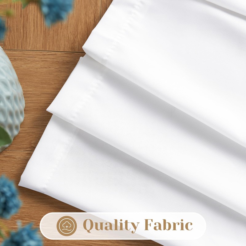 HOMEIDEAS Non-See-Through White Privacy Sheer Kitchen Curtains 30 X 24
