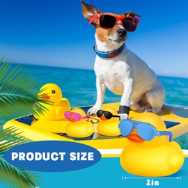 Chivao 12 Pcs Rubber Ducks with 12 Sunglasses/ Hats/ Headwear Small Mini Carnival Cruise Birthday Rubber Duckies Bathtub Toys in Bulk(Duck with Colored Glasses,Yellow)