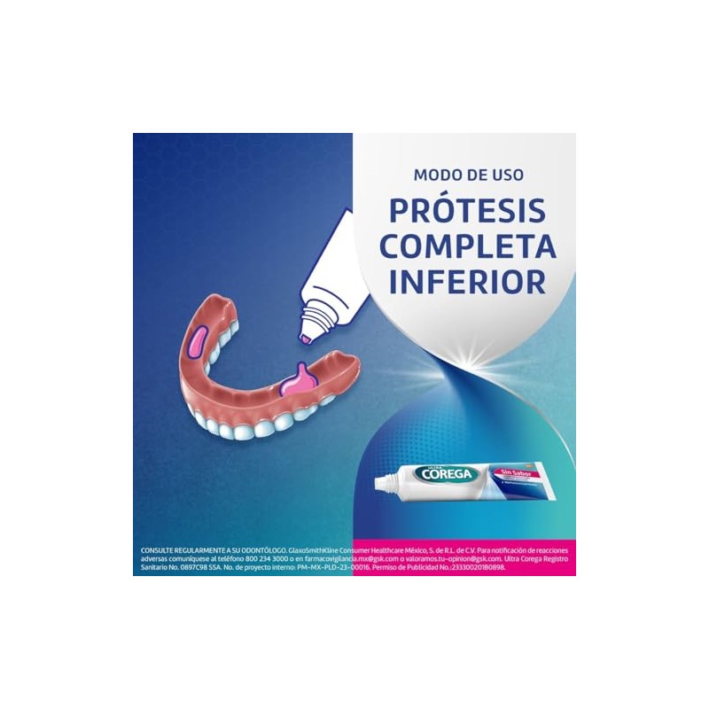 Ultra Corega Sin Sabor Crema Adhesiva para Prótesis Dentales 20g