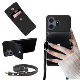 Tuxiwei for TCL NxtPaper 70 Pro 5G 2026 Case, TCL NXTPAPER 70 Pro 5G Cover Wallet Back with Card Holder, PU Leather Crossbody Adjustable Detachable Lanyard | Flip Kickstand With Magnetic Closure-Black
