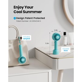 Gaiatop Mini Portable Fan, Small and Powerful, Cute Design 3 Speed Personal Handheld fan and Desktop with Base, Lightweight USB Rechargeable for Travel Lash Makeup Girl Women Summer Gift Green