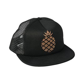 Fun Express - Blk Trucker Hat W Gold Pineap 1 pc - Apparel Accessories - Hats - Baseball Caps - 1 Piece
