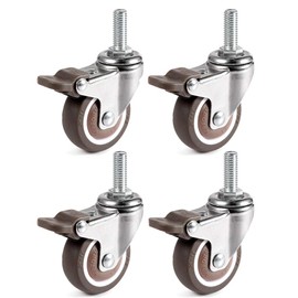 Skelang Set of 4 swivel castors 25 mm, furniture castors with rod M6 x 15 mm, swivel castors with thread, for trolleys, trolleys, children's bed, furniture, table, shelf, load capacity 15 kg per wheel