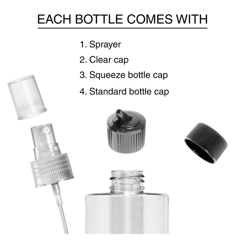 VViViD Empty Clear Plastic BPA-Free 4 Ounce Spray Bottles w/Twist