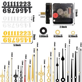 6 piezas de mecanismo de movimiento de cuarzo de alto par para reloj de pared con 6 pares diferentes de manecillas de reloj para bricolaje, reloj de pared, manualidades, reparación de piezas de reloj de 21,5 mm