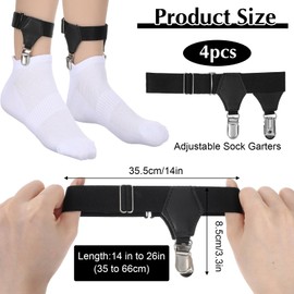 Classicseali 4pcs Sock Suspenders Men, Adjustable Elastic Sock Garters for Men with Non-slip Clip, Non-Slip Socks Strap Suspenders for Stockings