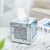 Mirrored Tissue Box Cover Holder, Square Glass Facial Tissue Holder